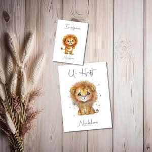 U Heft und Impfpass Hülle - Personalisierte Babygeschenke - Geschenkideen zur Geburt - Impfpass Hülle - U Heft Hülle - für Kinder - Löwe