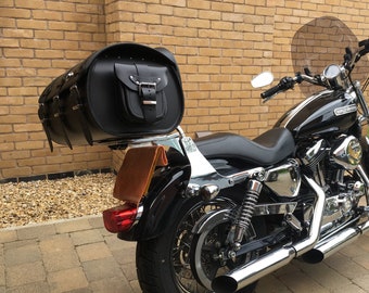 Motorrad Trike Ledertasche Koffer Saddlebag mit Schloss 35L