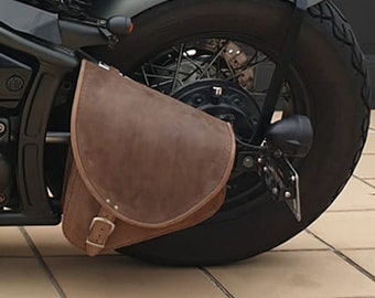 Braune Echtleder Satteltasche Packtasche für Harley Davidson Softail Breakout Fat Boy Slim