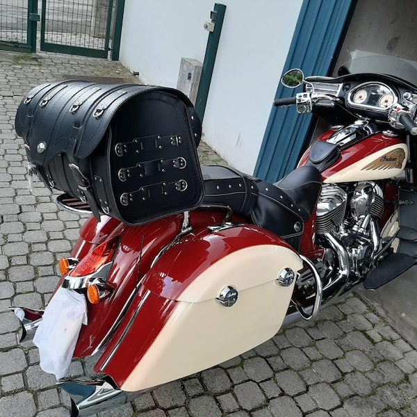 Sacoche en cuir pour moto Trike, sacoche de selle avec serrure, 55L