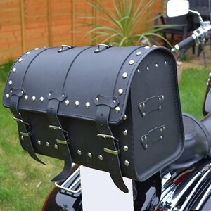 Motorcycle Trike Custom Leather Rear Bag Case Pannier Saddlebag 35L Studded