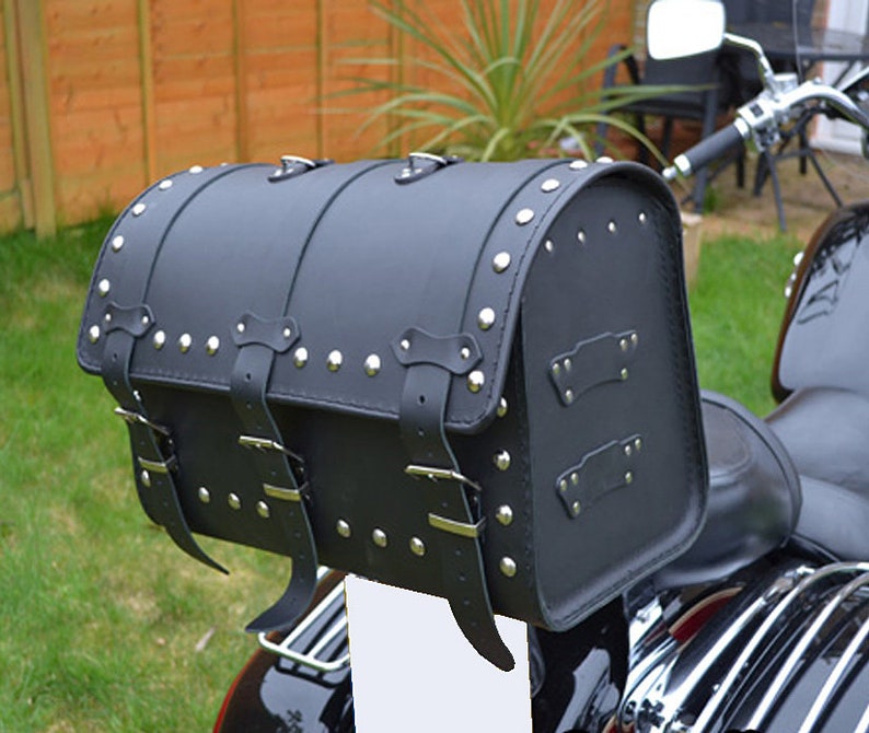 Motorcycle Trike Custom Leather Rear Bag Case Pannier Saddlebag 35L Studded