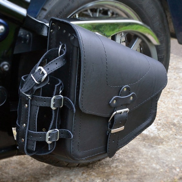 Echtleder Satteltasche / Panier Bag mit Flaschenhalter Harley Davidson Softail Breakout Fat boy