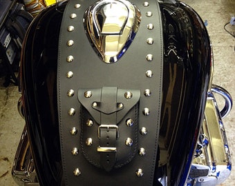 Honda F6C Valkyrie black leather tank panel chap cover bra with rivets