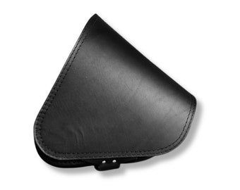 Borsa laterale in vera pelle nera liscia per Harley Davidson Softail Breakout Fat Boy Slim