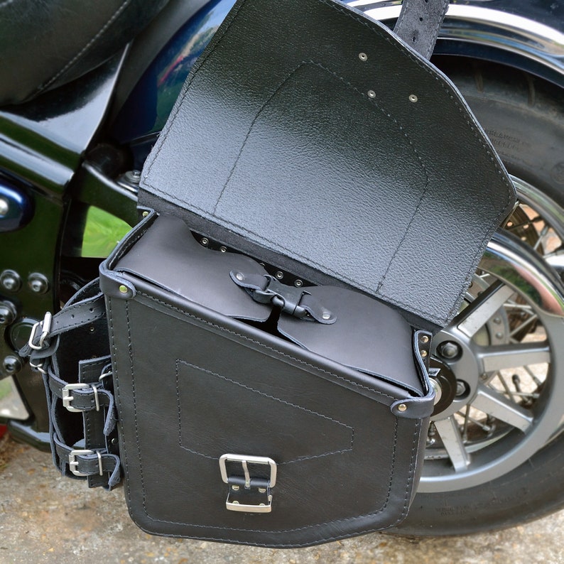 Genuine Leather Saddlebag Pannier Bag With Bottle Holder Etsy