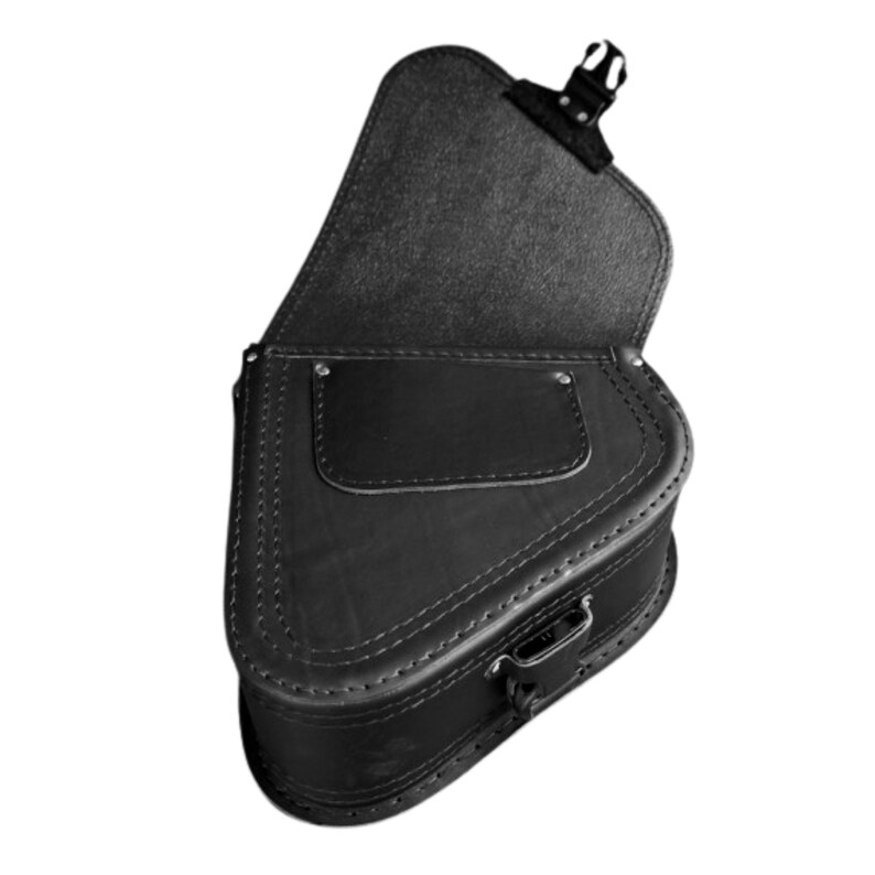 Schlichte schwarze Echtleder Satteltasche Gepäckträgertasche für Harley Davidson Softail Breakout Fat Boy Slim Bild 3