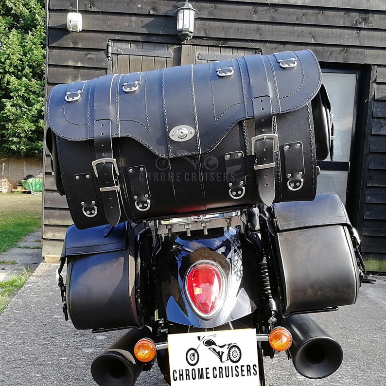 Skórzana torba na motocykl Trike Sakwa podsiodłowa z zamkiem, 55L zdjęcie 3