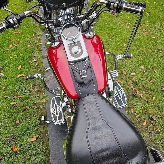 Harley Davidson Softail Fat Boy Heritage Black Leather Tank Panel