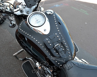 Yamaha XVS1100 Drag Star V-Star black leather tank panel chap cover bra with rivets