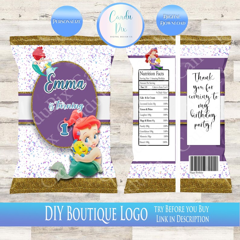 Chip Bag Label Template Birthday Decor Instant Download Etsy