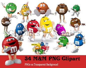 M&M clipart png, digital download clipart, png file, transparent backgrounds, cartoon clipart, printable images