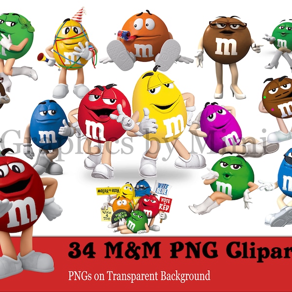 M&M clipart png, digital download clipart, png file, transparent backgrounds, cartoon clipart, printable images