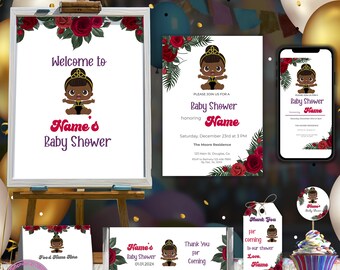 Princess Invitation, Baby Shower Bundle, Princess Favors, Princess Shower, Princess Theme, Printable Invitation, Shower Invitations R2511