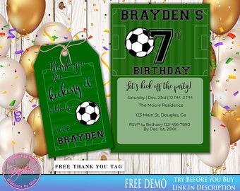 Soccer Birthday, Soccer Invitation, Editable Soccer Invite, Soccer Printable Sports Birthday, Sports Invitation, Editable Sports Invite