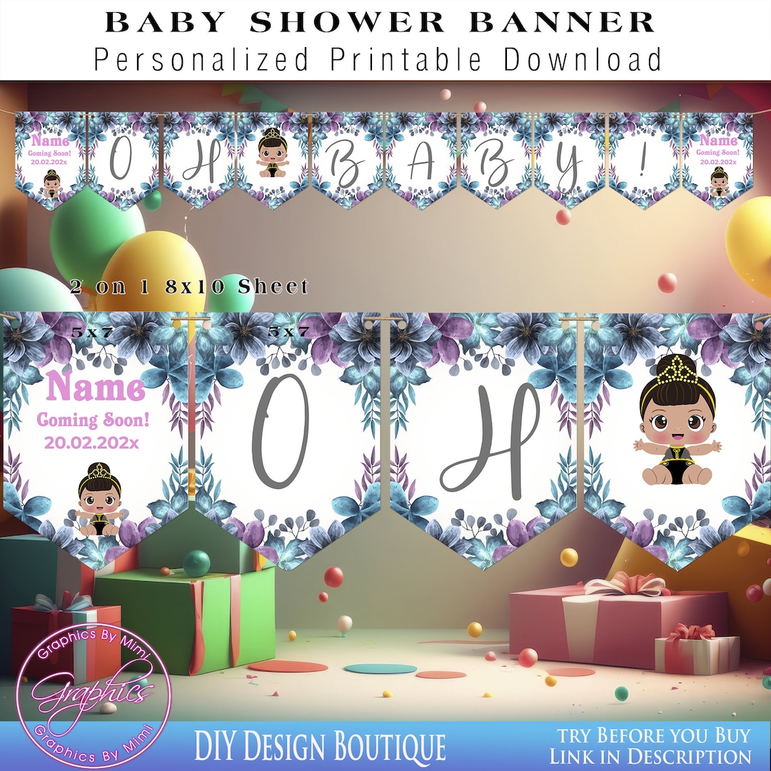 Princess Baby Shower Banner Baby Shower Decorations, Baby Shower Boy, Baby Shower Girl, Princess ...