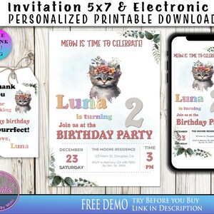 Kitten Theme Party, Kitten Invitation, Kitten Birthday, Cat Theme Party, Cat Party Decor, Cat Invitation, Cat Birthday Party, Cat Birthday