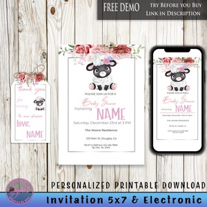 Sheep Baby Shower Custom Invitation, Phone Invitation, Sheep Gift Tag, Digital Printable, Editable Designs, Instant Download S0361