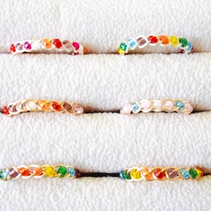 PRIDE RINGS, lgbtqia+ rings, braided wire ring, rainbow ring, gold wire ring, wire ring, braided bead ring