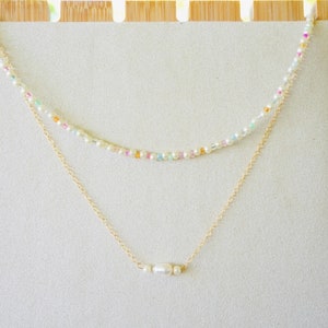 Multi-Colored Seed Bead Necklace, Beaded Necklace, Dainty Seed Bead Choker, Mixed Bead Choker, Minimalistic Necklace