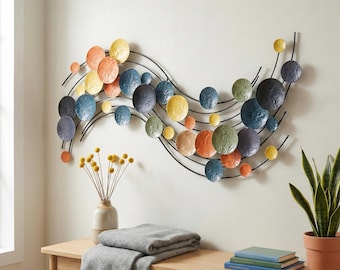 Colorful Metal Wall Art Sculpture, Abstract Modern Wall Decor