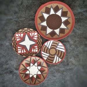 Boho Woven Wall Basket Set: Natural Straw Decor, Bohemian Wall Plates