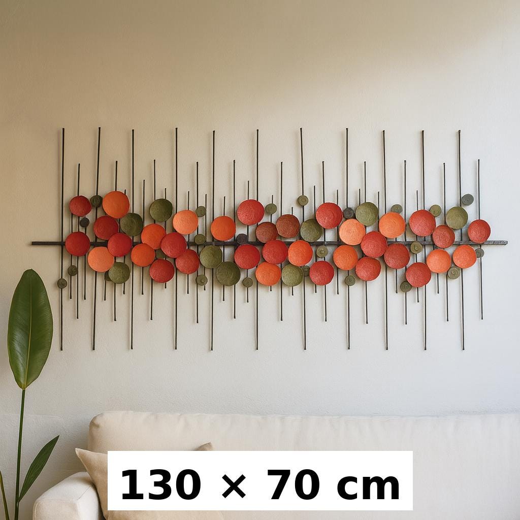 Arte de parede abstrata em metal – Escultura multicolorida – Grande decoração de parede moderna – Tamanho personalizado feito à mão
