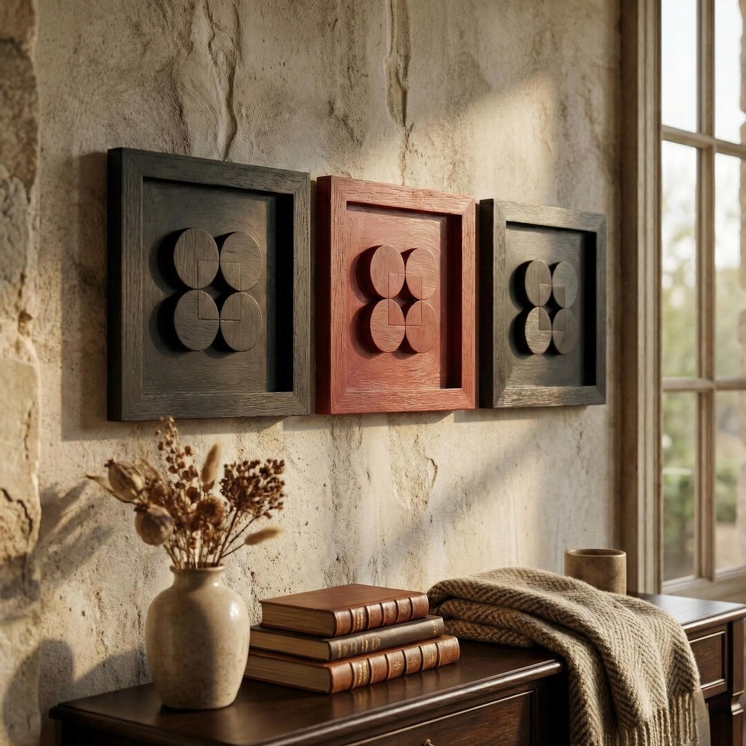 Custom Geometric Wood Wall Art Set, Modern Minimal Decor - Etsy