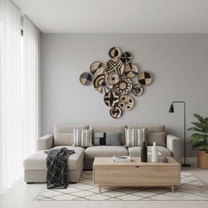 African Straw Wall Plate Set: Boho Balcony Decor (10 Piece) image 12