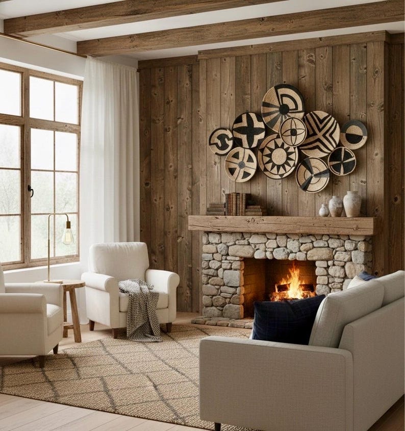 African Straw Wall Plate Set: Boho Balcony Decor (10 Piece) image 10