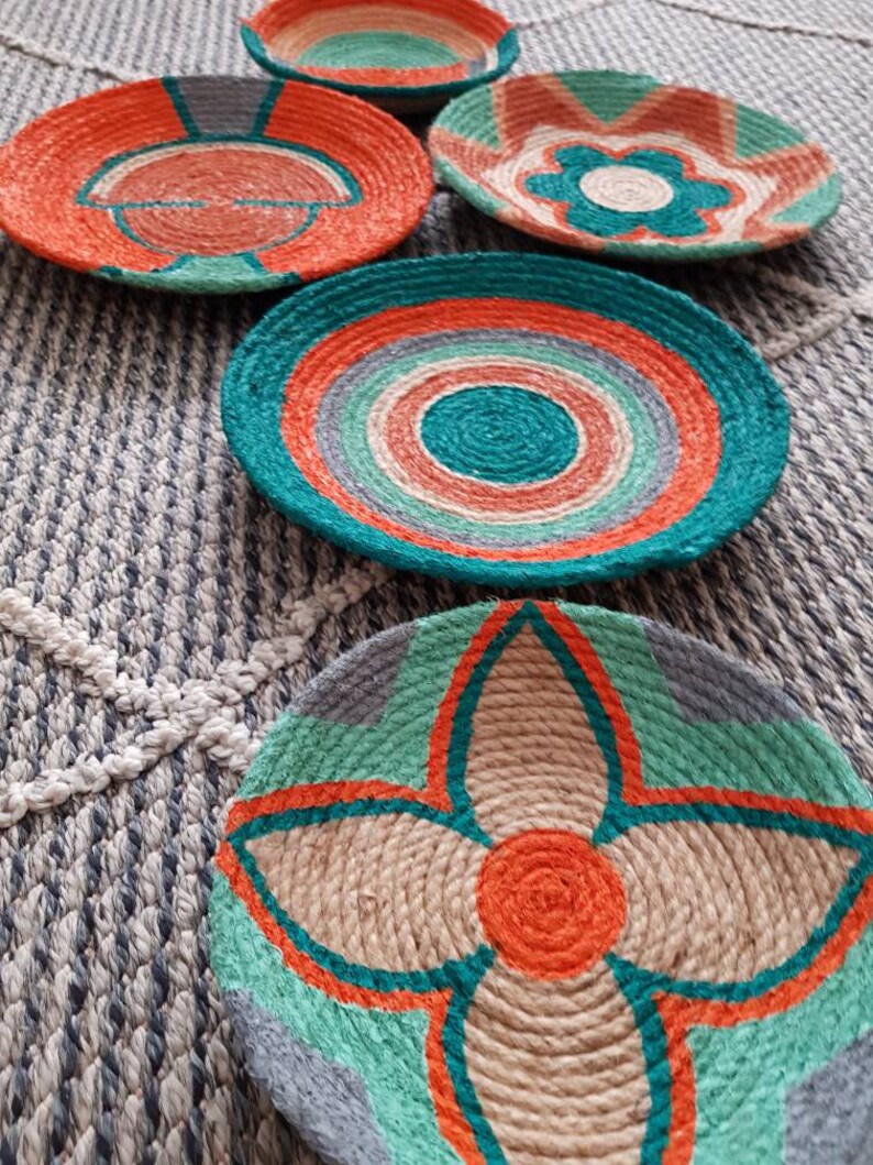 Set of 5 Basket Wall Decor Woven Baskets Wicker Wall Tray Etsy