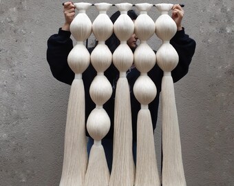 Large Boho Woven Wall Hanging: Cream Cotton Macrame Tapestry