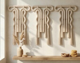 Minimalist Macrame , Neutral Boho Wall Decor, Sculptural Textile , Large Custom Rope Hanging,