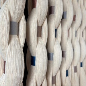 Hand Woven Fiber Wall Hanging: Boho Vertical Tapestry Art