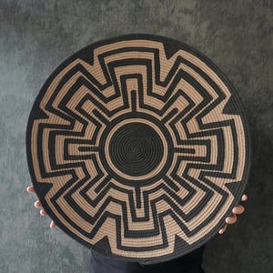 Large Woven Wall Basket: Anthracite Boho Decor (60cm)