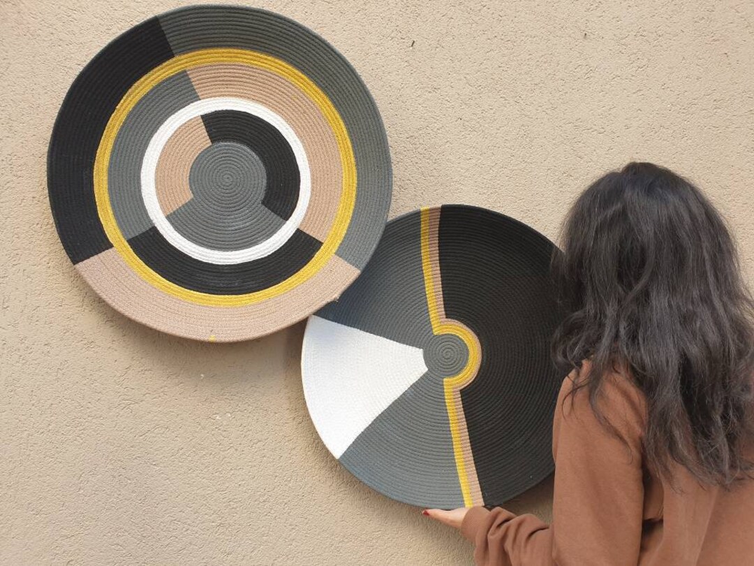 Set of 2 Large Basket Wall Decor, Woven Baskets,wicker Wall Tray