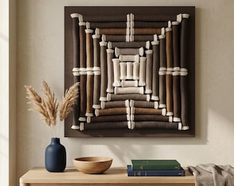 Custom Japandi Textile Wall Art, 3D Sound Absorbing Panel, Boho Fiber Decor