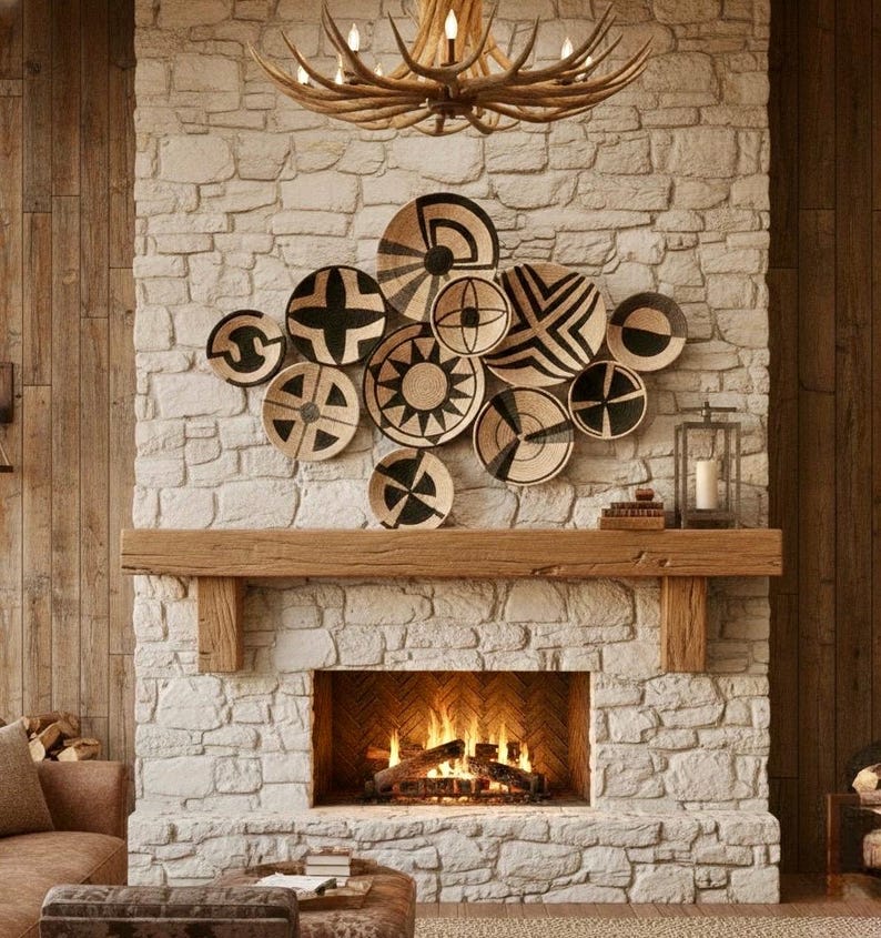 African Straw Wall Plate Set: Boho Balcony Decor (10 Piece) image 14