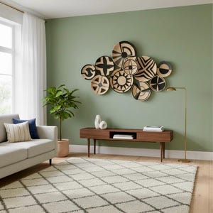 African Straw Wall Plate Set: Boho Balcony Decor (10 Piece) image 13
