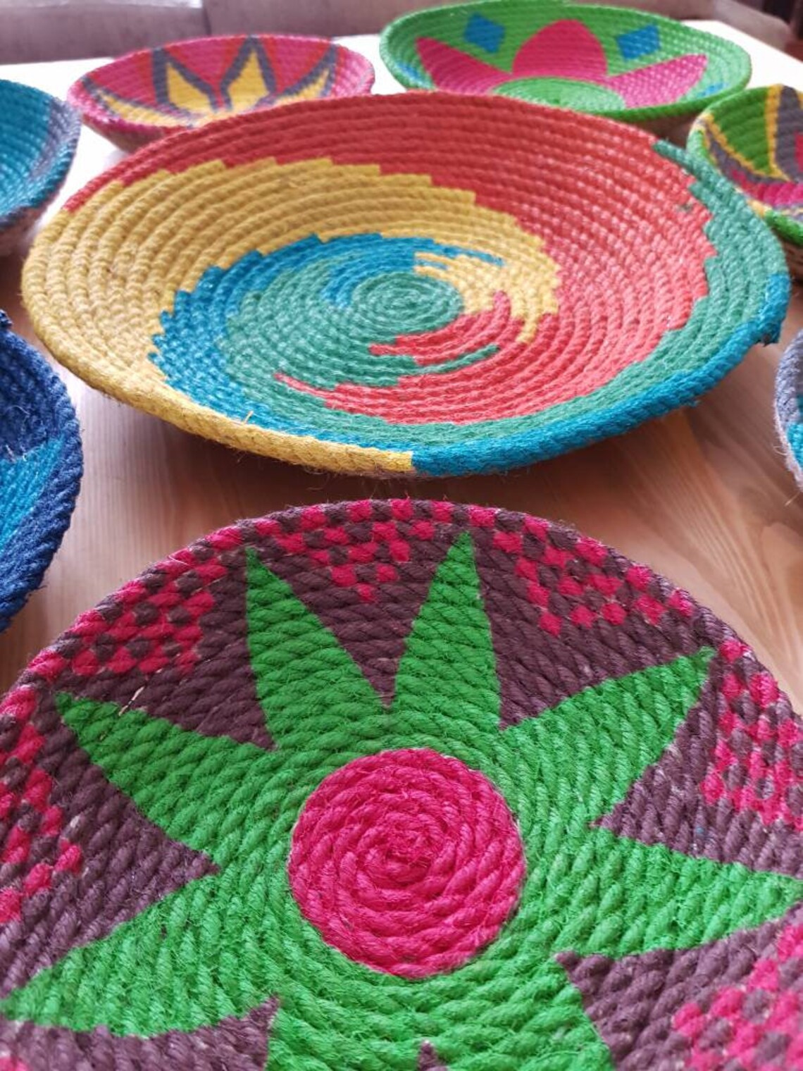 Set of 8 Baskets Wall Decor Boho Wall Decor Wicker Wall Etsy