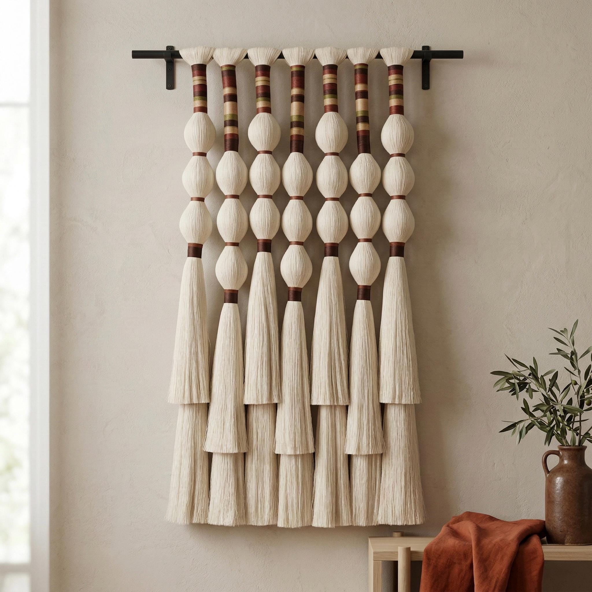 Mexican Woven Wall Hanging: Queen Headboard Fiber Art