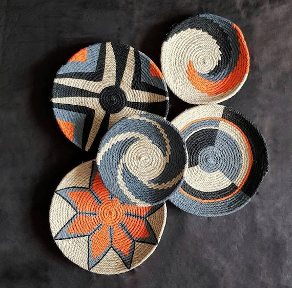 Orange Wall Plate wicker Round Bowl boho Wall Decor woven Baskets african Plates outdoor Decor farmhouse Decor boho Wall Decor rwandabasket Etsy Canada