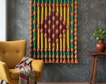 Custom Brown Boho Woven Wall Hanging: Large Handmade Fiber Art Tapestry
