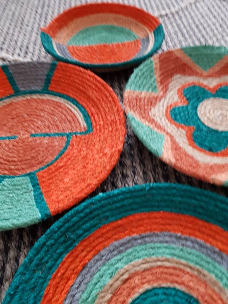 Set of 5 Basket Wall Decor Woven Baskets Wicker Wall Tray Etsy