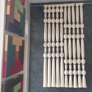 Boho Woven Wall Hanging: Large Cream Cotton Tapestry (90x180 cm)