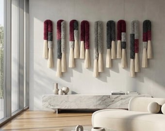 Handcrafted Wool Fiber Sculpture | Custom Contemporary Wall Art | Organic Flowing Textile Installation