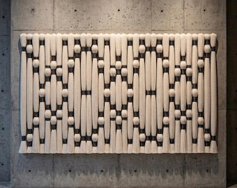 Large Geometric Macrame Wall Hanging, Textured Fiber Art Tapestry