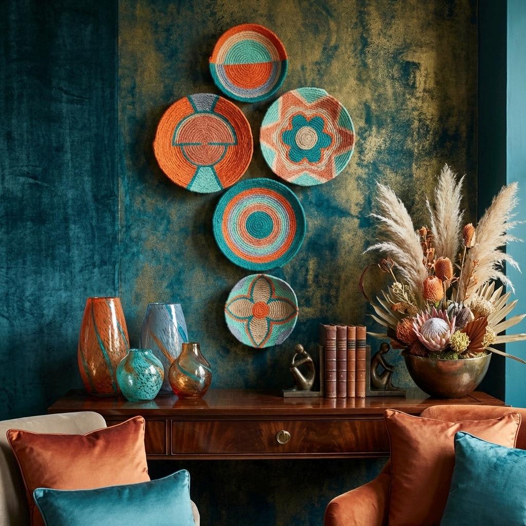 Woven Basket Wall Decor Set Boho Wicker Plates