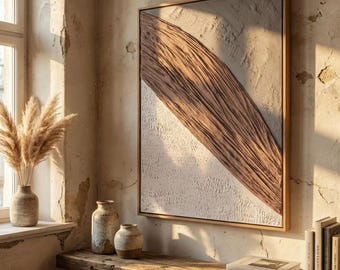 Textured Fabric & Plaster 3D Wall Art: Contemporary Canvas Painting (70x100cm)