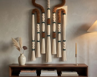 Custom Fiber Art Wall Hanging, Made to Order Modern Macrame, Personalized Color Fiber Sculpture
